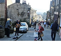 Haworth cobbled street Bronte country